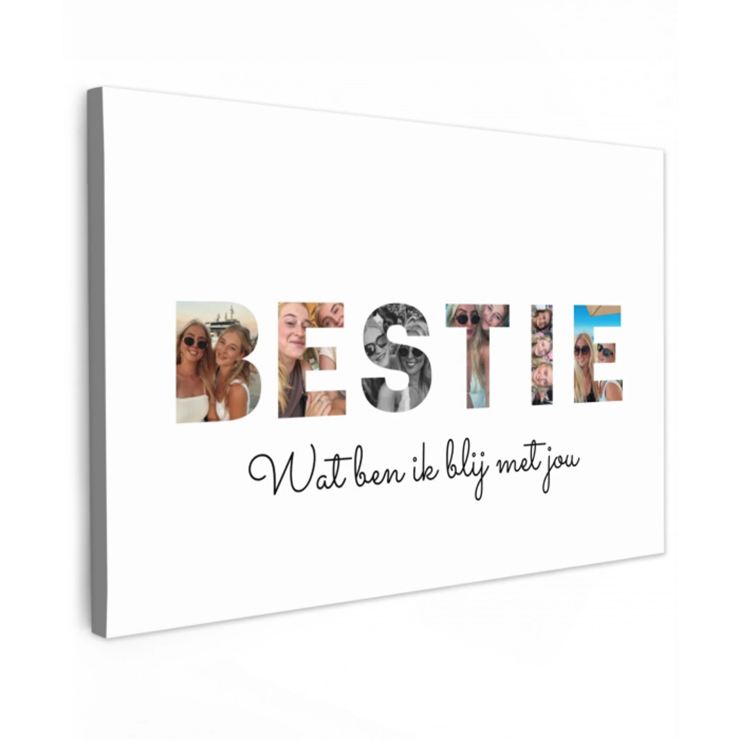 Bestie - Lettercollage Tuinposter op houten frame 2 cm dik klein -3d