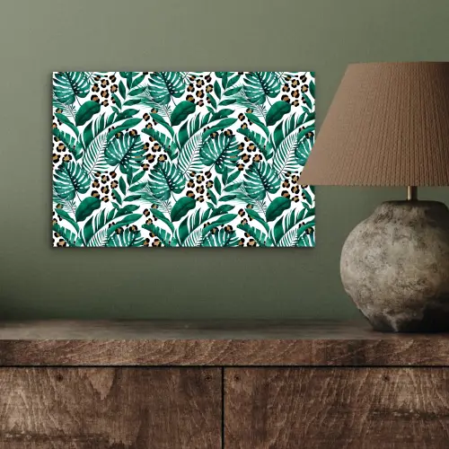 Palmblad - Panterprint - Tropical aluminium wit klein -sfeer2
