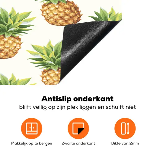 Vintage - Ananas - Blad Inductie beschermer vinyl 3mm klein 276 -zzzzzzz-td-onderkant
