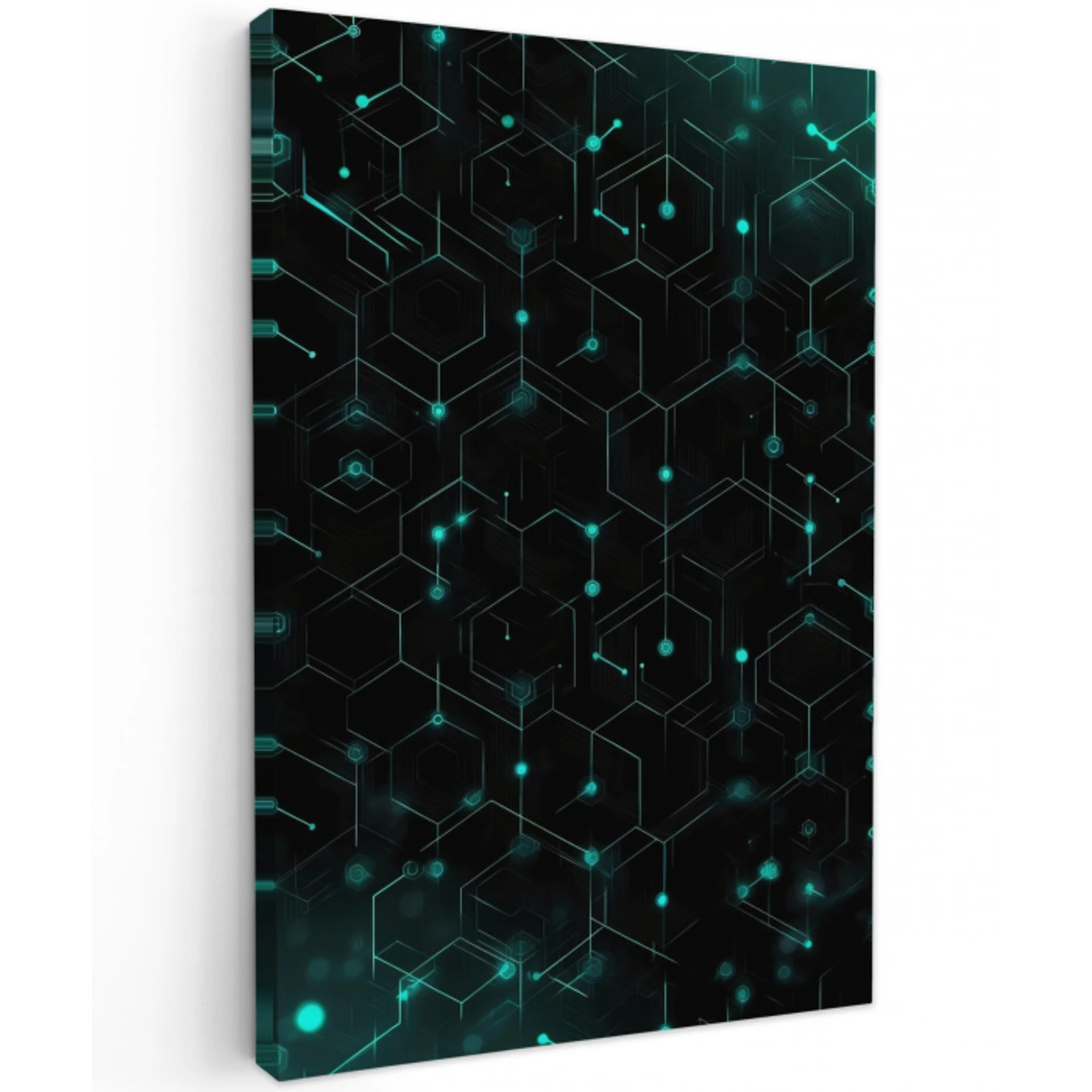 Gaming - Netwerk - Blauw - Punten - Patroon Tuinposter op houten frame 2 cm dik middel -3d