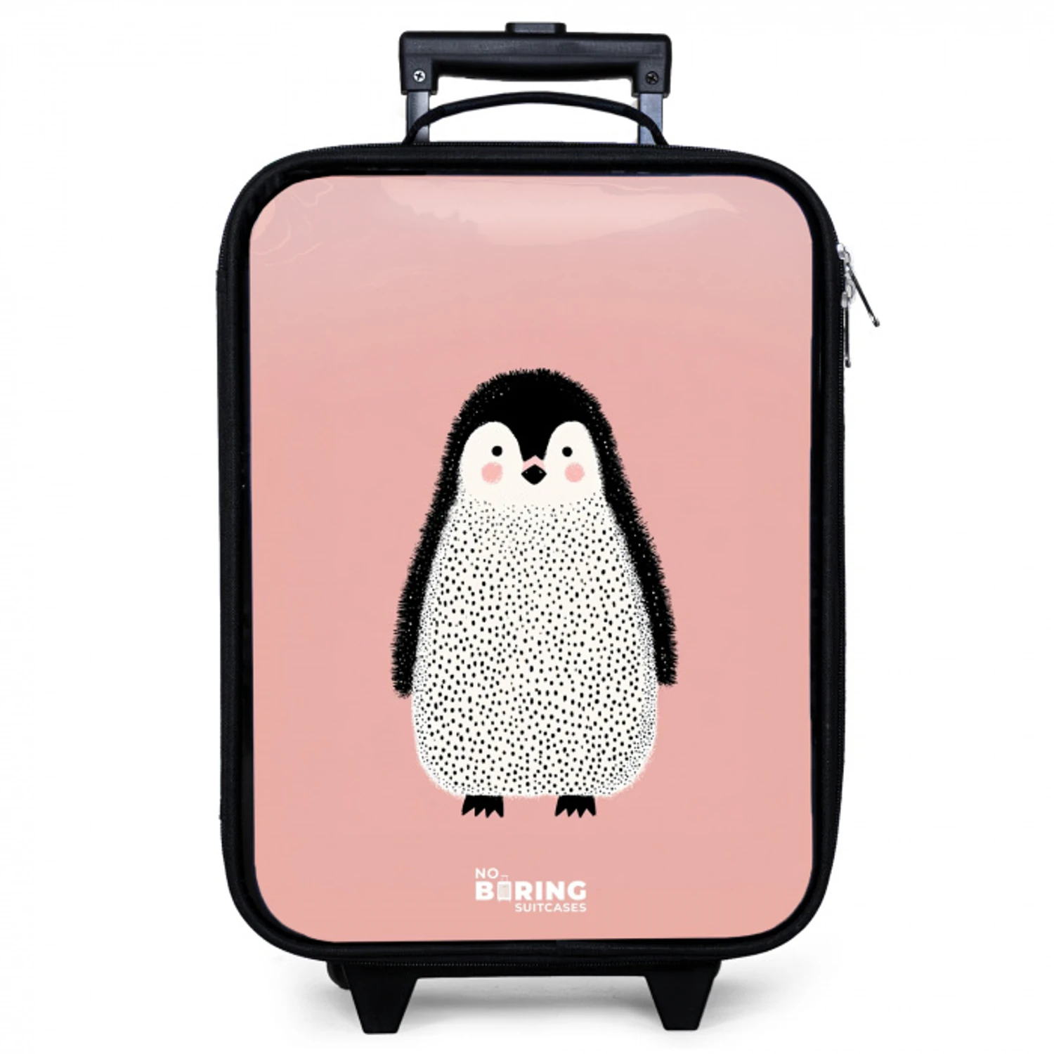 Pinguïn - Stippen - Roze - Minimalistisch Kinderkoffer - Zwart klein -zzz_website3d