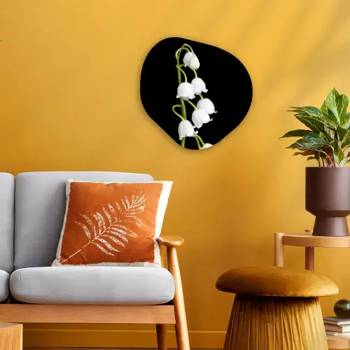 Lelietjes van dalen - Bloemen - Zwart - Flora Wandcirkel Organisch Forex 3mm klein -sfeer4