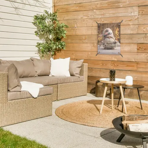 Kerst - Gnome - Bord - Kleurrijk tuinposter los doek klein -sfeer4