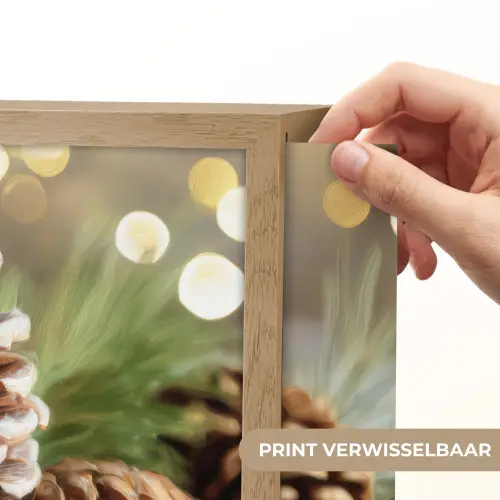 Dennenappels - Kerstsfeer - Bruin - Groen Light Box met batterij (Wandlamp) middel -USP_websiteprintNL