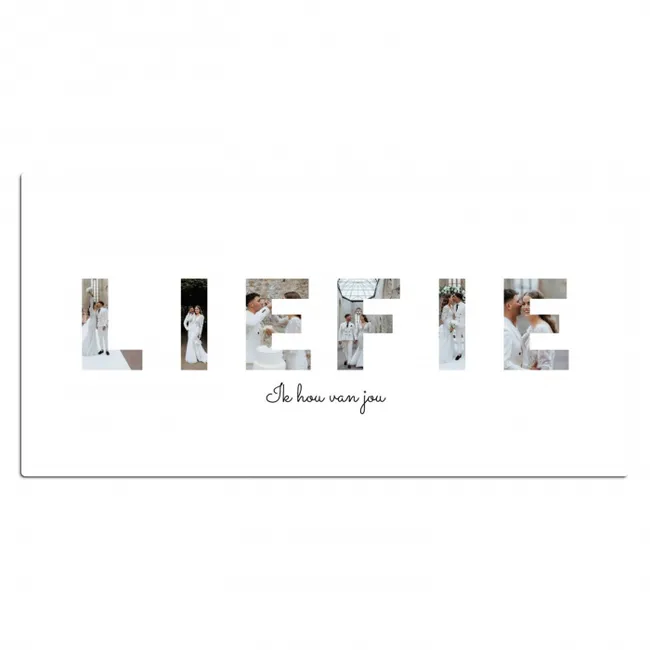 Gepersonaliseerde bureau onderlegger - Liefie - Lettercollage