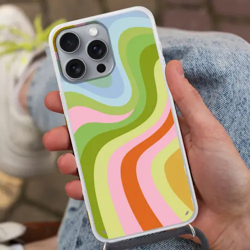 Lijnen - Pasteltinten - Golvend Hoesje iPhone 16 Pro Max met koord klein -sfeer3