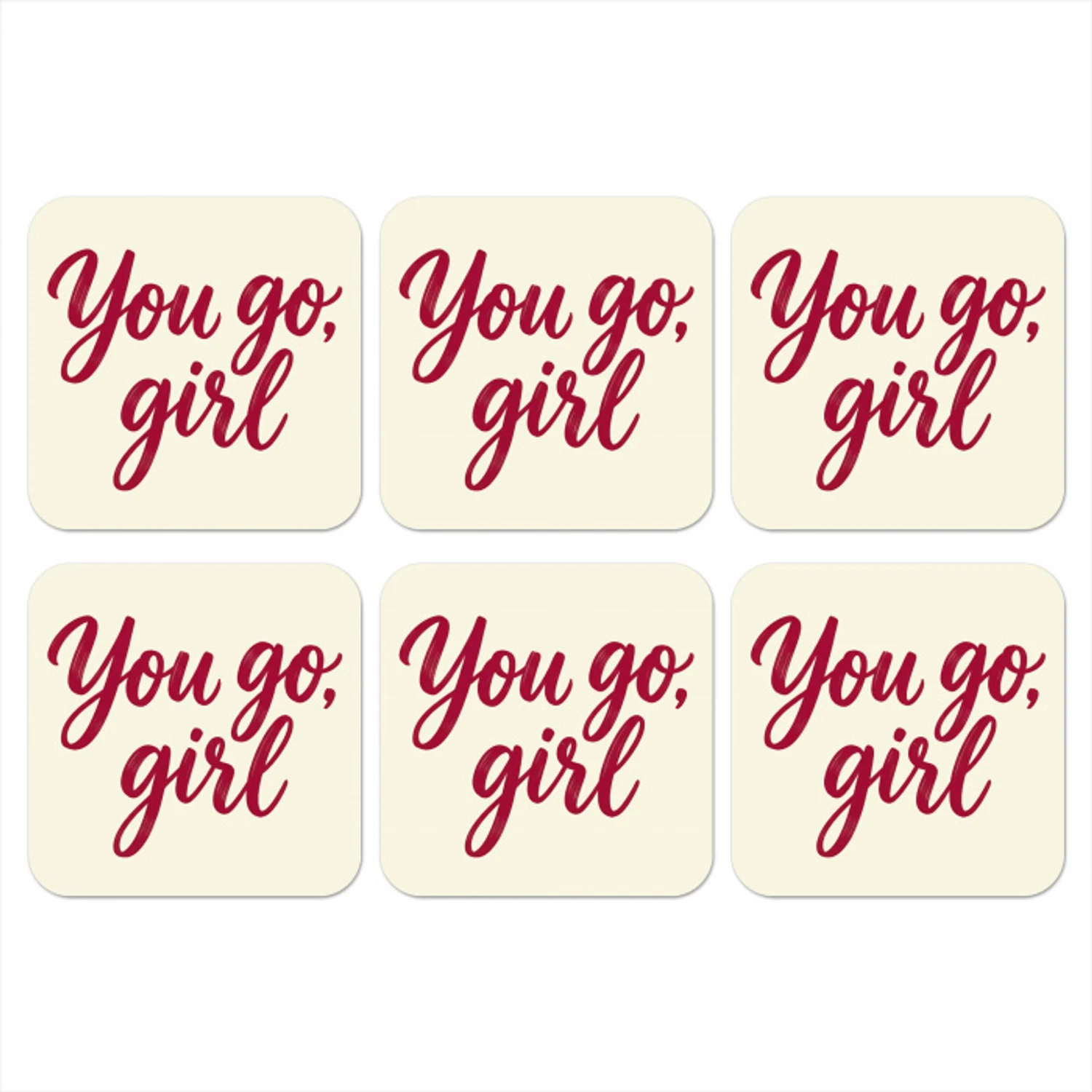 you go girl - Rood - Wit onderzetter kurk middel -3d