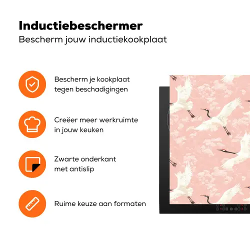 Kraanvogels - Bloesem - Roze Inductie beschermer vinyl 3mm klein 276 -zzzzzzz-td-ups
