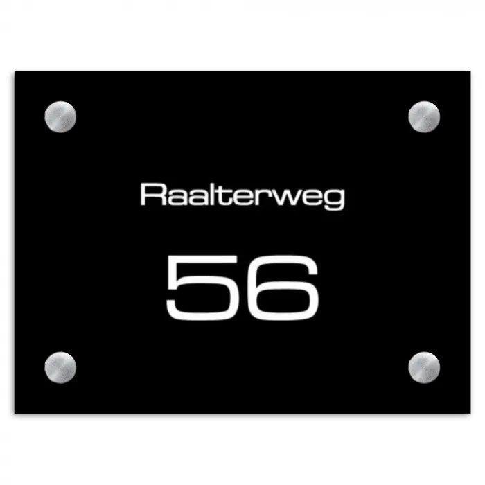 Effen - Zwart - Modern Naambord Rechthoek middel -3d