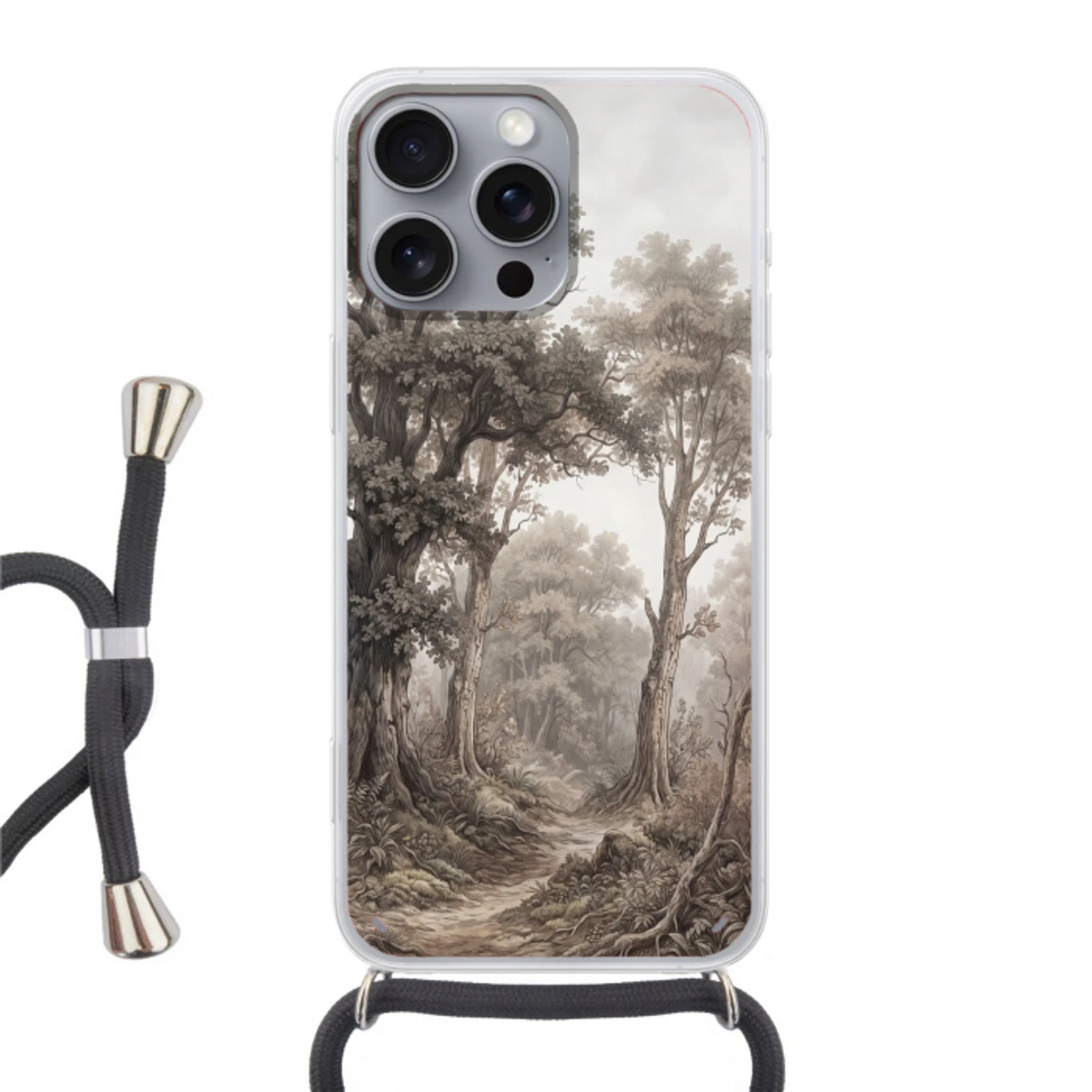 Natuur - Bos - Eik Hoesje iPhone 16 Pro Max met koord klein -3d