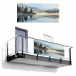 Meer - Mist - Bergen - Landschap Balkonbeschermer Duitsland klein -3d