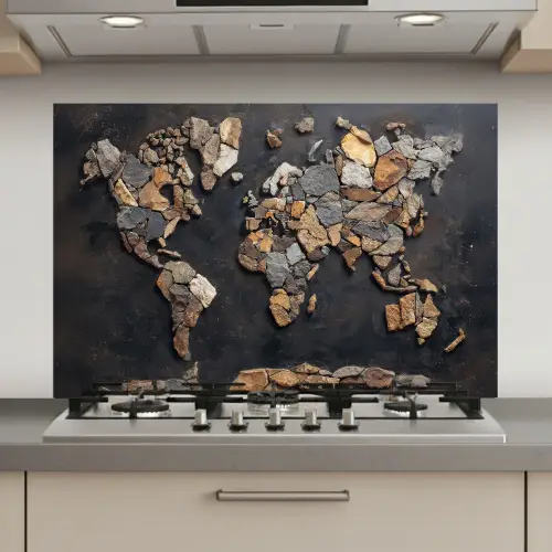 Wereldkaart - Stenen - Realistisch keuken achterwand spatscherm klein -3d_website