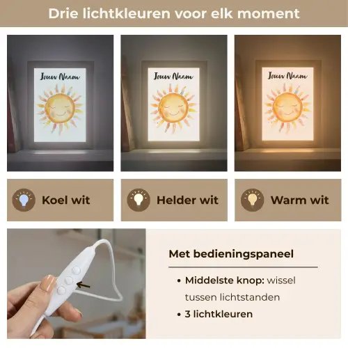Zon - Watercolor - Geel Light Box met kabel (Kinderlampje) klein -USP_lichtkleurNL