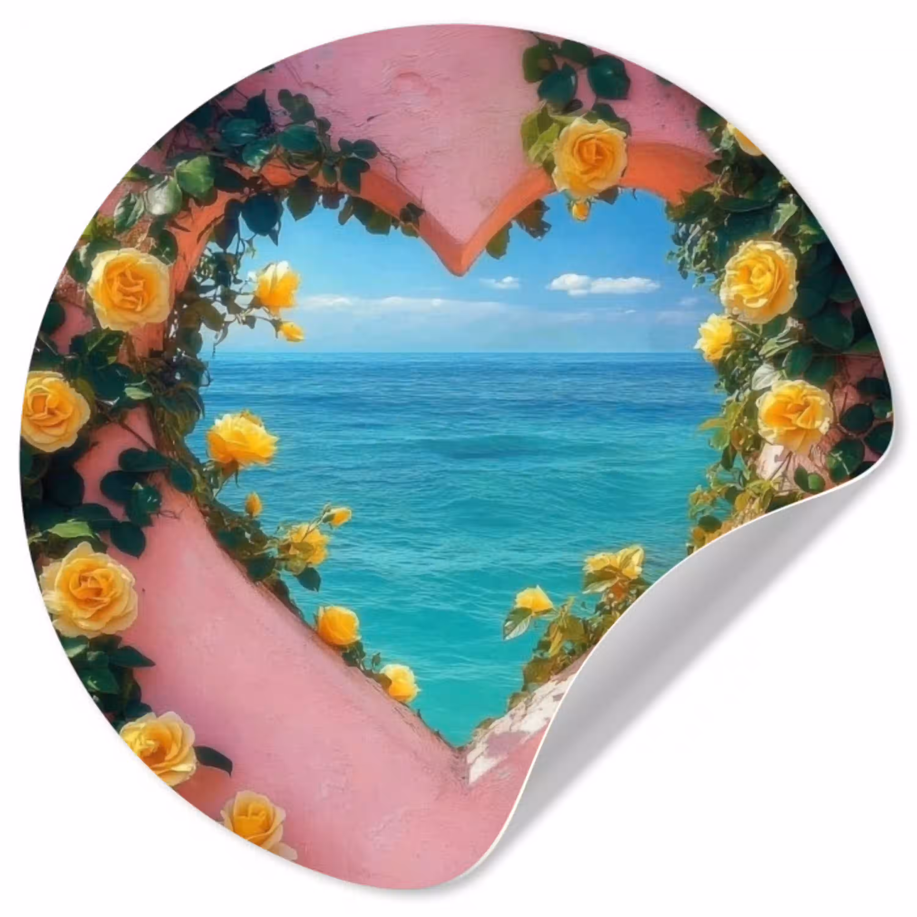 Hart - Zee - Muur Wandcirkel behangsticker klein -3d