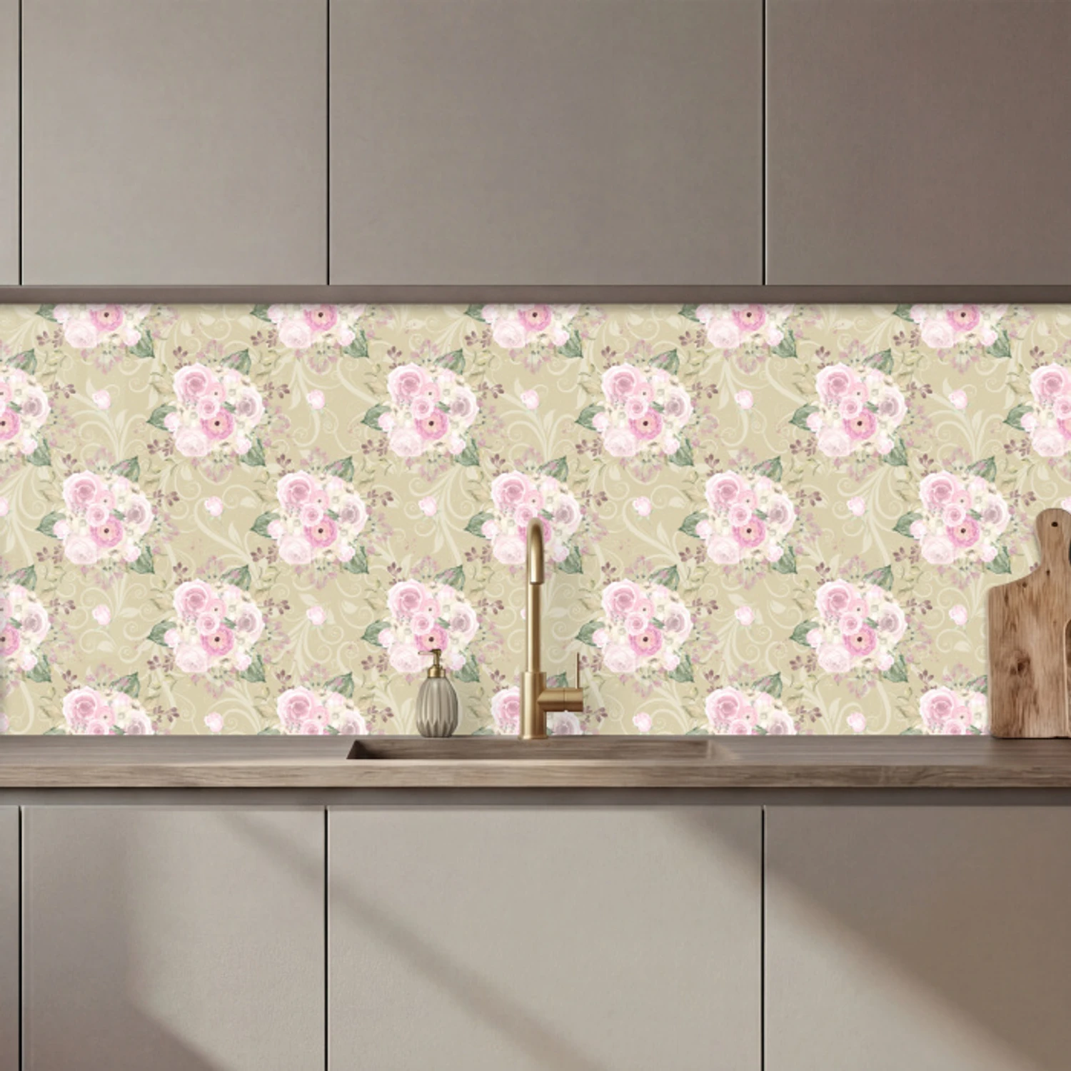 Roos - Patronen - Bloemen keuken achterwand 2 middel 871 zz_3dshopping