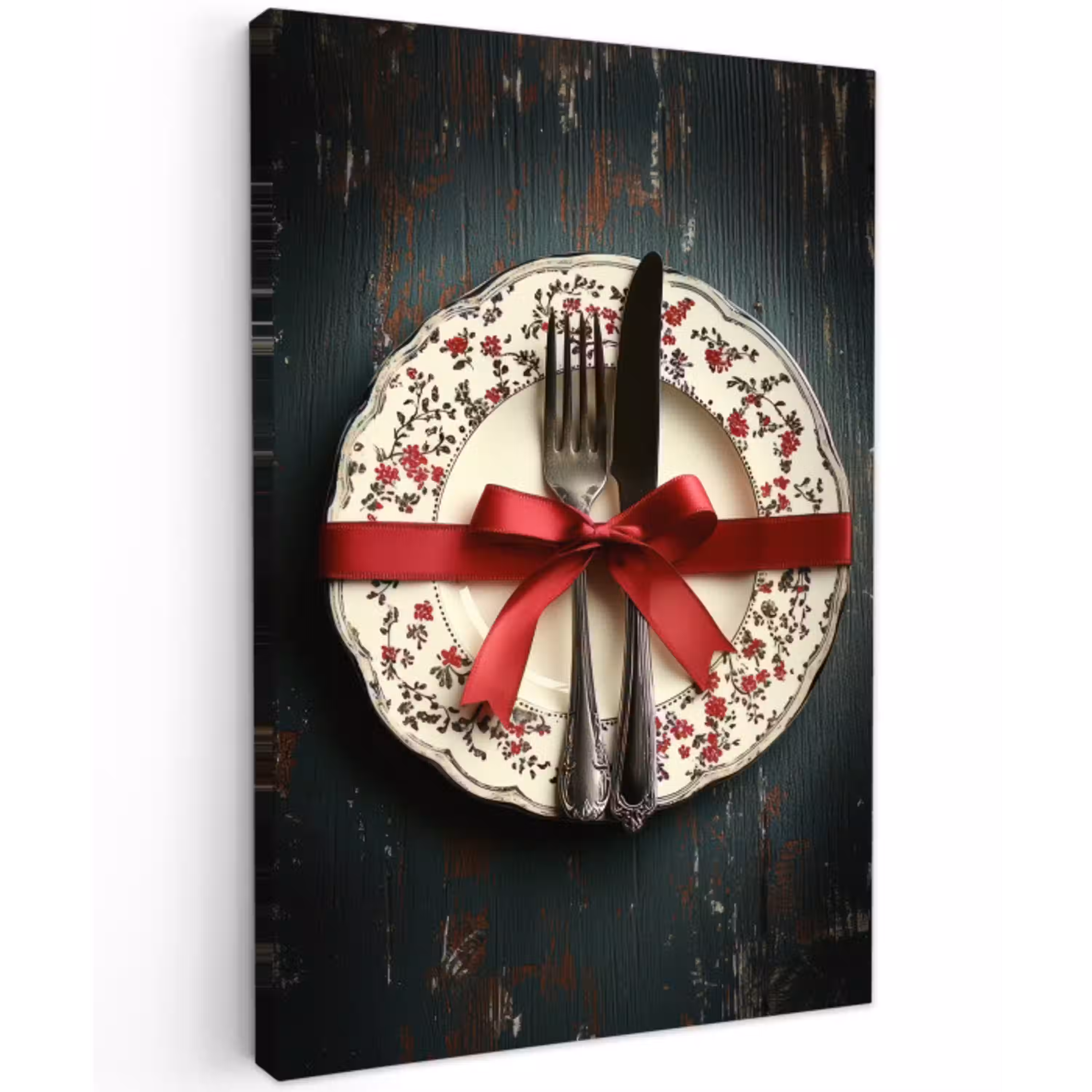 Rood - Strik - Bestek Tuinposter op houten frame 2 cm dik middel -3d
