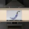 Chilipeper - Keramiek - Blauw keuken achterwand spatscherm klein -sfeer1
