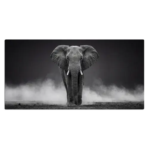 Olifant - Zwart - Wit - Rook Muismat XXL klein -3d_leeg