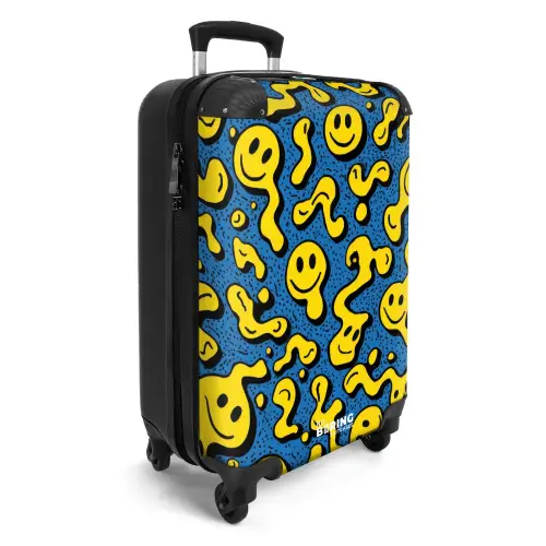 Vloeiende smiley's op een blauwe achtergrond NBS - Handbagage koffer - Kinderen Unisex middel -productfoto_3d