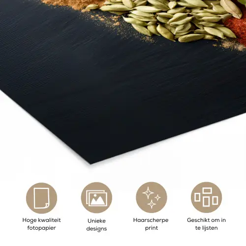 Specerijen - Mix - Hartvorm - Zwart poster papier klein -closeup_NL