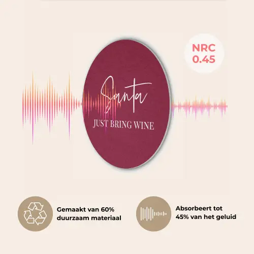 Santa - Wine - Rood - Kerst - Kerstman Akoestische PET Vilt - Rond klein -USP_NL