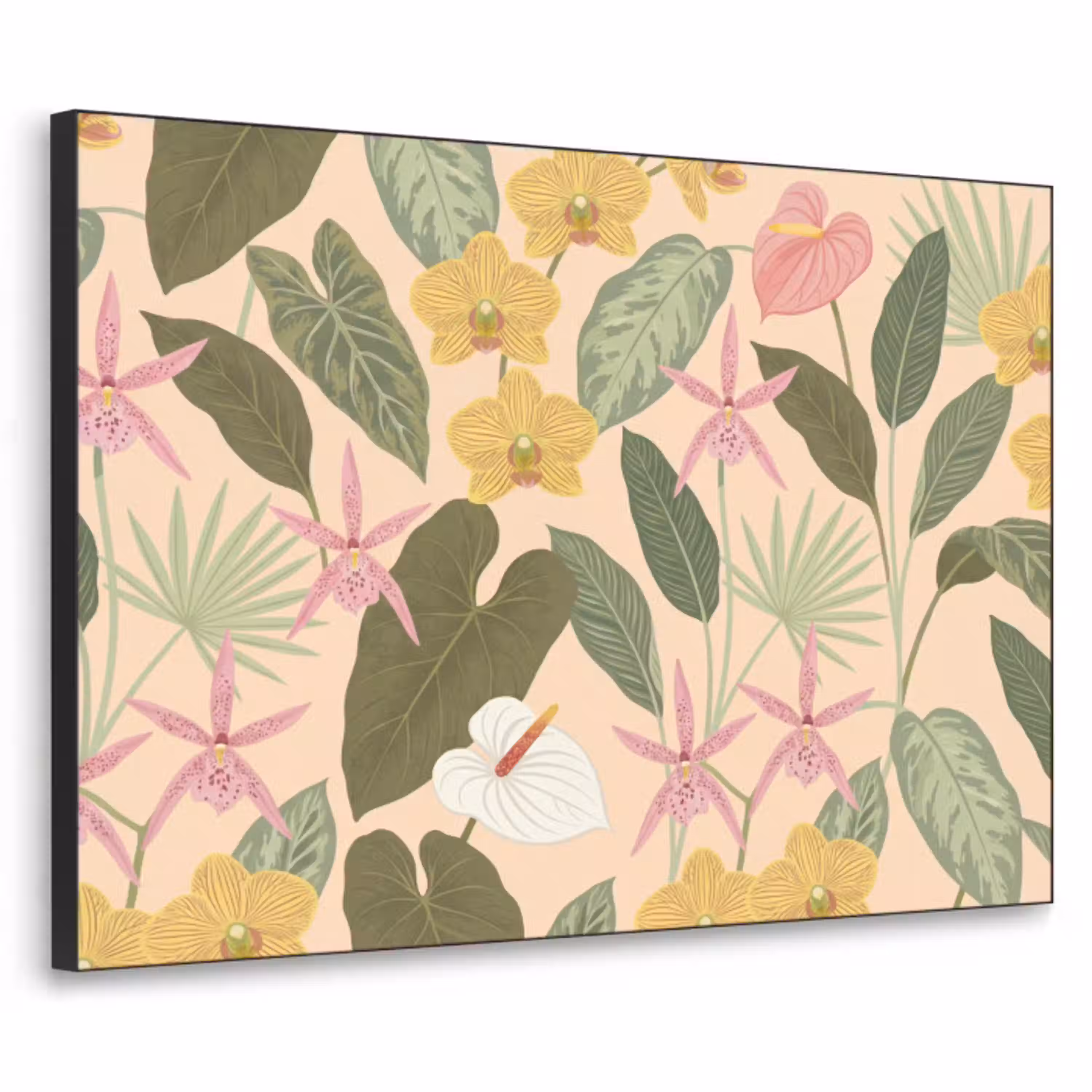 Patroon - Bloemen - Kleurrijk Textielframe zwart klein -3d