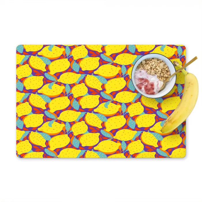 Citroenen - Geel - Stippen - Oranje Placemat vinyl groot 368 -zzzproduct_Kitchenyeah-website
