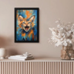 Kat - Kleurrijk - Oranje - Blauw fotolijst zwart zonder passe partout klein -sfeer5