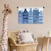 Aquarel - Grachtenpanden - Delfts - Blauw Wandkleed katoen klein -wsfeer5_kind
