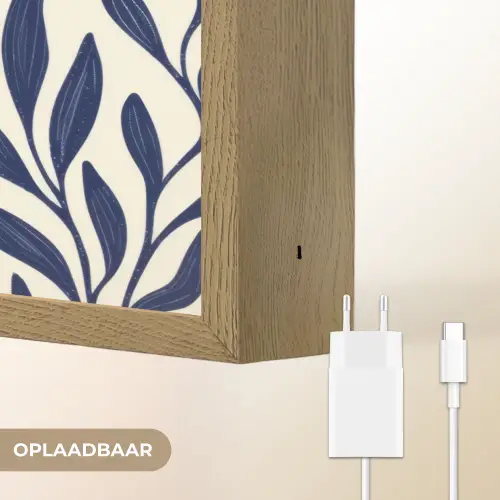 Bladeren - Klimop - Donkerblauw Light Box met batterij (Wandlamp) middel -USP_websiteoplaadbaarNL