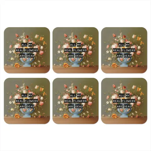 Bloem - Quote - Vintage - Art onderzetter kurk middel -3d