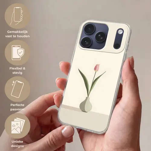 Tulp - Vaas - Beige Telefoonhoesje iPhone 17 Pro klein -sfeer3_NL