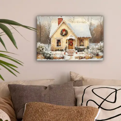 Kerst - Huis - Winter - Sneeuw canvas 2cm klein -sfeer1