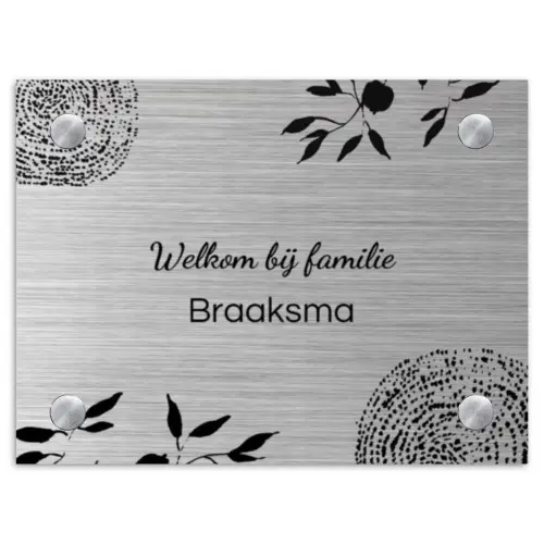 Illustraties - Metaal - Sierlijk Naambord Rechthoek middel -3d