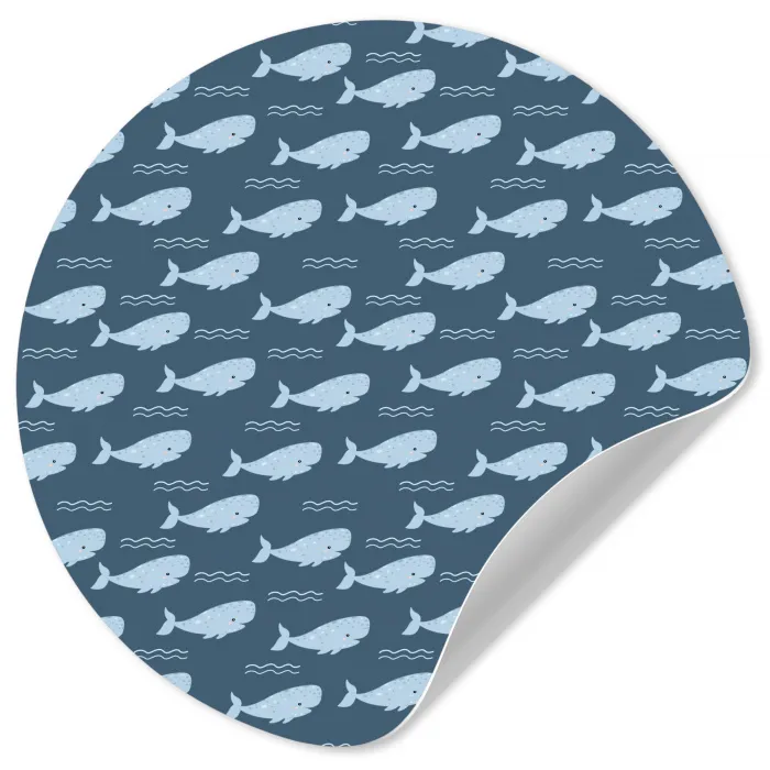Klein - Oceaan - Golven - Blauw Wandcirkel behangsticker klein 186 -3d