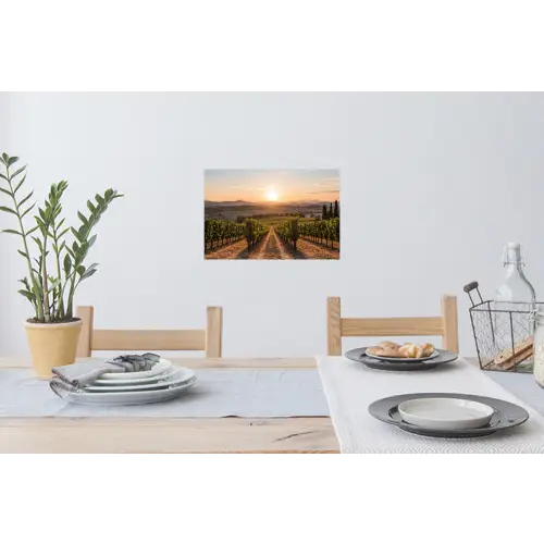 Wijngaard - Zonsondergang - Landschap Muursticker klein -eettafel