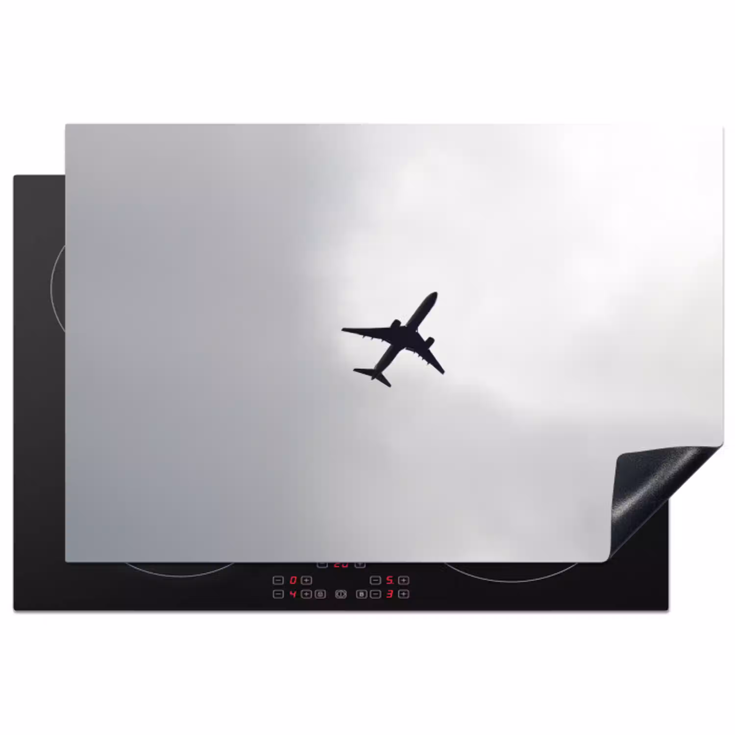 Minimalistisch - Silhouet - Zwart - Vliegtuig Inductie beschermer vinyl 3mm klein -3d