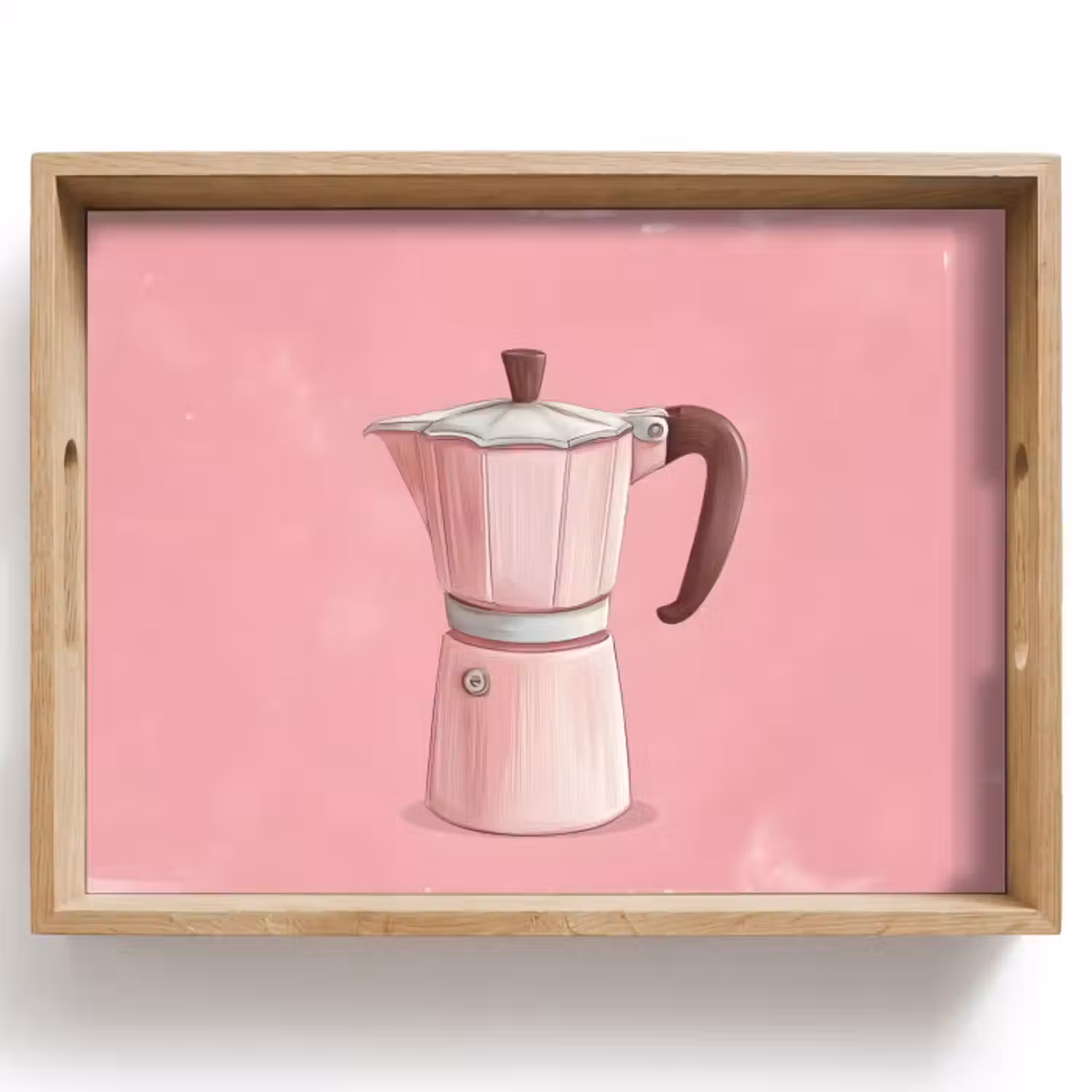 Dienblad - Roze - Mokkapot - Illustratie - Koffie
