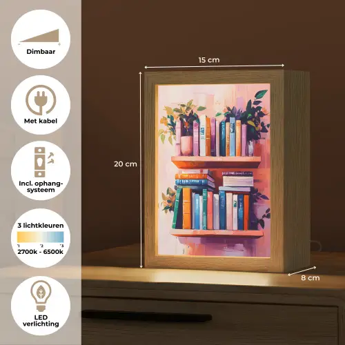 Planken - Boeken - Bladeren Light Box met kabel (Tafellamp) klein -USP_NL