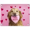 Hond - Kiss- Valentijn - Hartjes tuinposter los doek klein -3d
