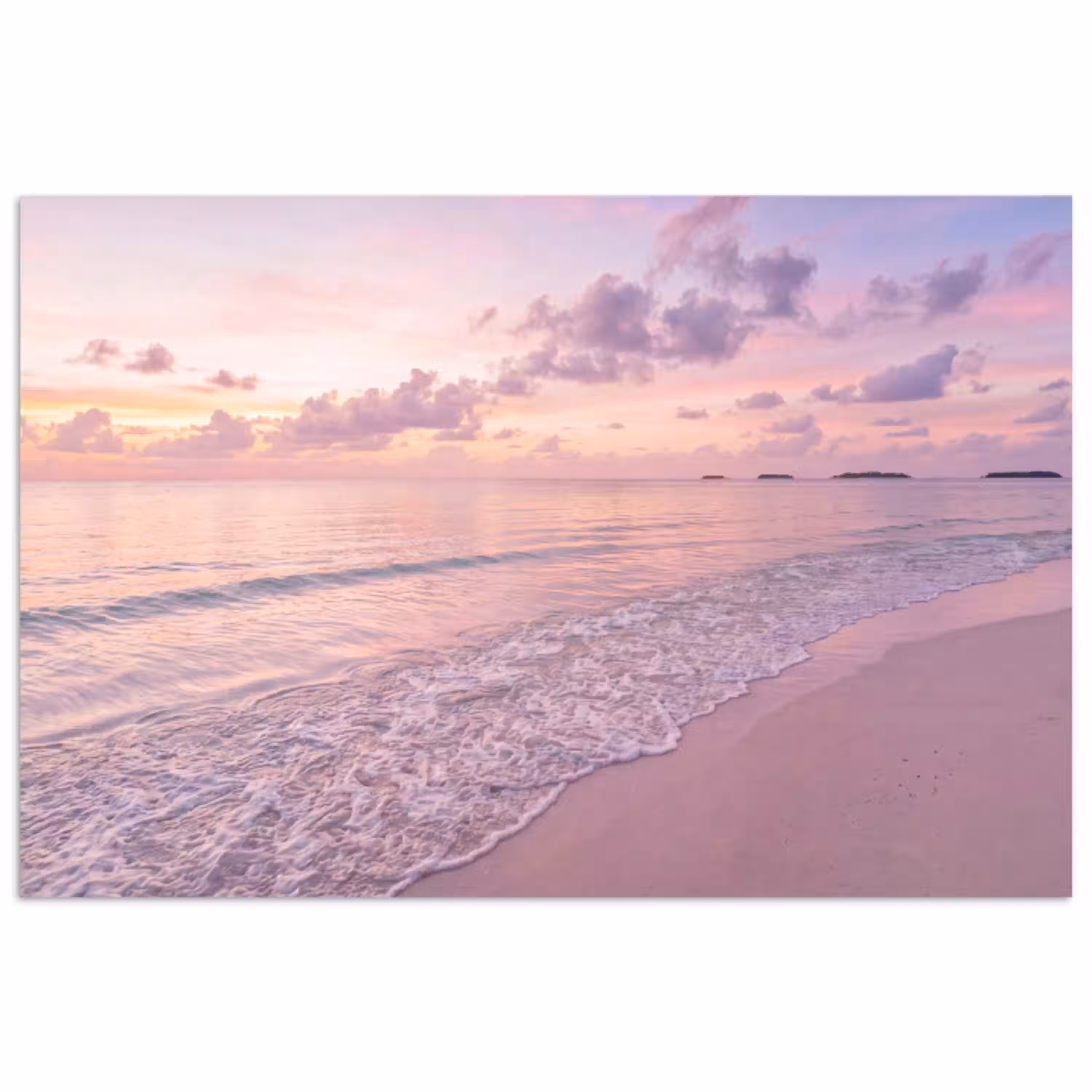 Strand - Zonsondergang - Natuur - Minimalistisch - Roze poster papier klein -3d