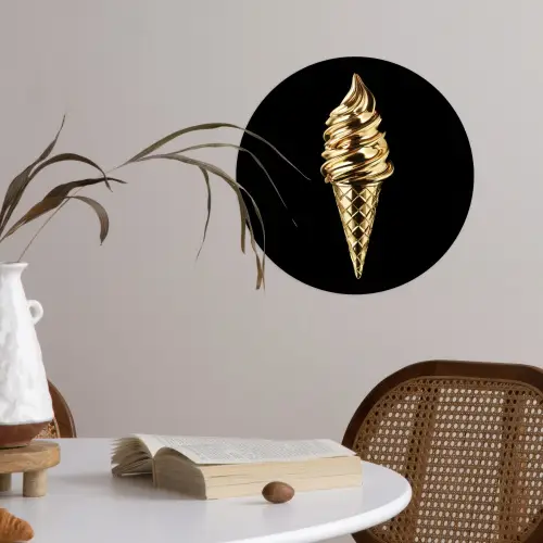 Ijs - Goud - Zwart - Eten Wandcirkel behangsticker klein -sfeer3