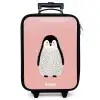 Pinguïn - Stippen - Roze - Minimalistisch Kinderkoffer - Zwart klein -zzz_website3d