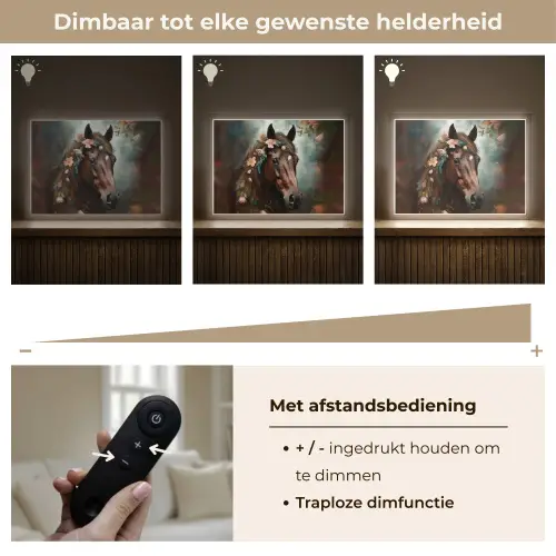 Paard - Natuur - Bloemen - Dieren - Bos Light Box met batterij (Wandlamp kind) middel -USP_dimbaarNL