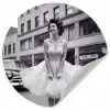 Retro - Vrouw - Zwart - Wit Wandcirkel behangsticker klein -3d