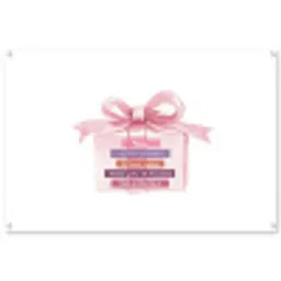Cadeau - Strik - Tekst - Roze tuinposter los doek groot -3d