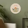 Oranje - Theepot - Bloemen - Bladeren Akoestische PET Vilt - Rond klein -sfeer2