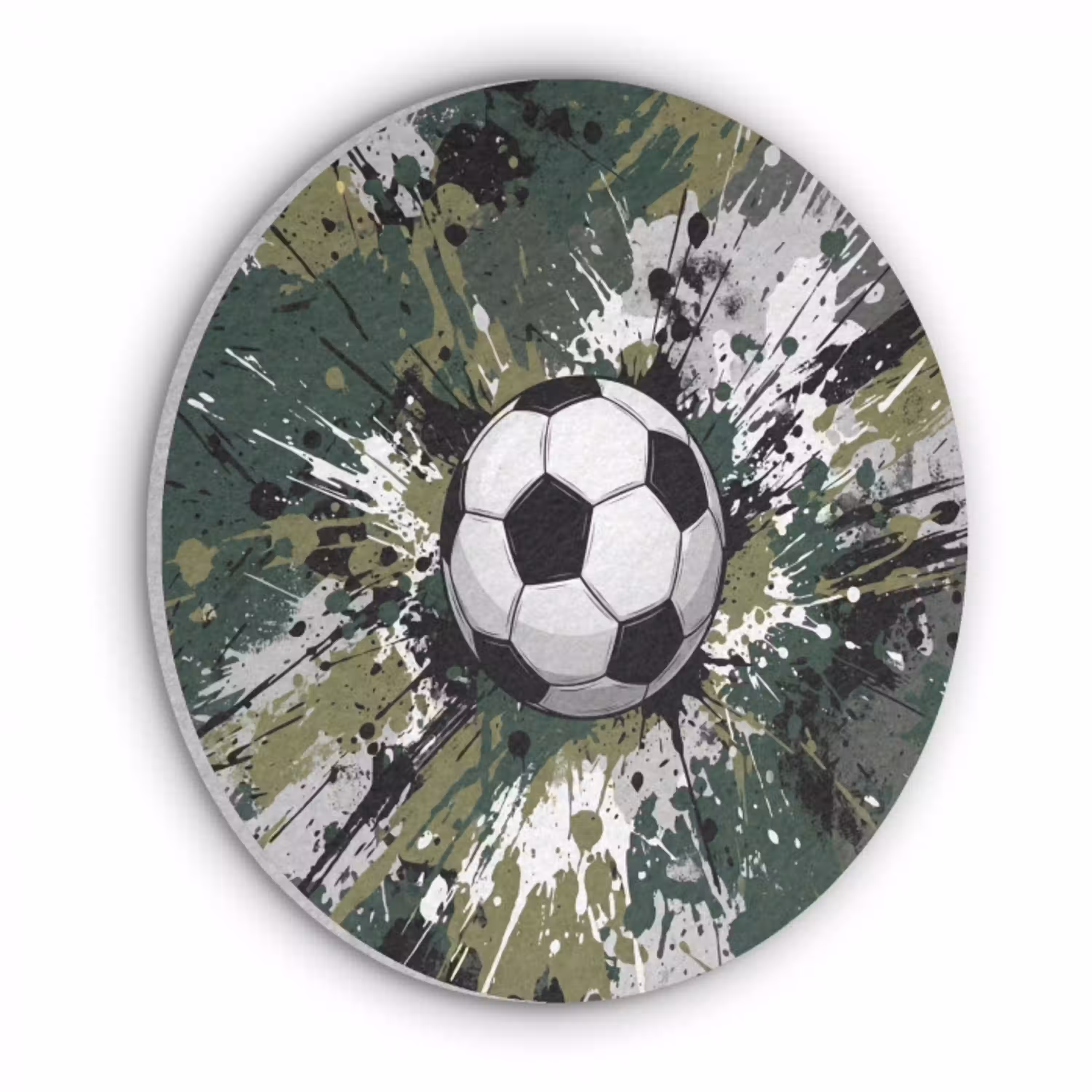 Voetbal - Verf - Spetters - Groen Akoestische PET Vilt - Rond klein -3d