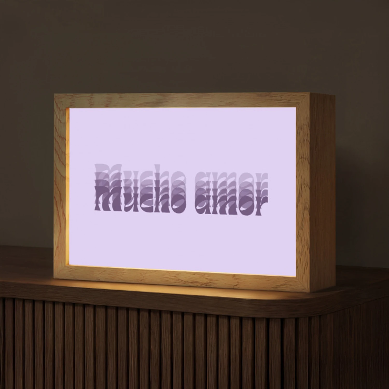 Mucho amor - Paars - Gelaagde letters Light Box met kabel (Tafellamp) klein -z3d_website