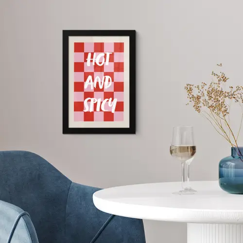 Hot - Spicy - Geruit - Rood fotolijst zwart zonder passe partout klein -sfeer4